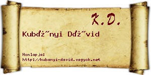 Kubányi Dávid névjegykártya